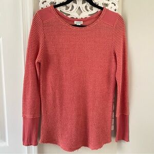 Sundance Thermal Waffle Knit Ribbon Trim Blouse Top Sz S Boho Hippie Peasant